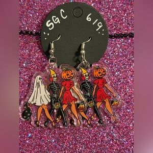 Halloween pinup ghouls ghost, skeleton, pumpkin earrings